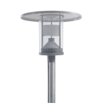 Philips GrandeVille LED bylygte med 2900lm/830, 34W og IP65-klassificering, vist fra siden med klar glas Cylinder.