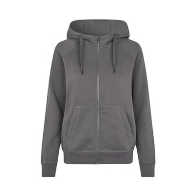 ID Identity hættecardigan til damer i silver grey, størrelse 3XL, med kængurulomme og lynlås.