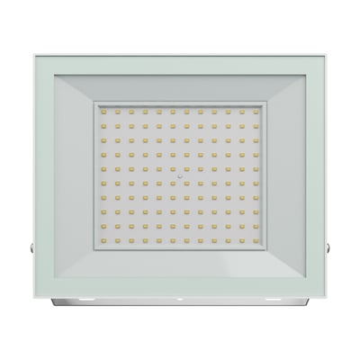 Hvid SpectrumLED 100 W LED-projektør set forfra med glasfront og synligt LED-felt.