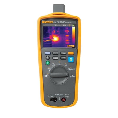 Fluke 279 FC termisk multimeter, et digitalt værktøj med integreret termisk kamera for hurtig elektrisk fejlfinding.