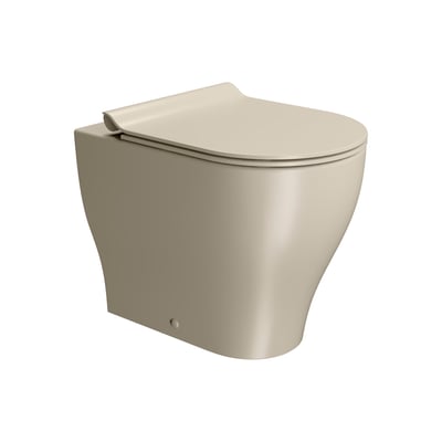 GSI Tono back-to-wall-toilet i mat cretafarve med afrundet skål, set skråt forfra.