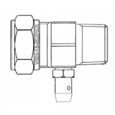 Teknisk tegning af gasprøvestuds i messing med 18 mm diameter og 1/2" gevind, viser detaljerede dimensioner.