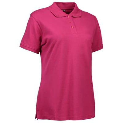 ID Identity polo dame stretch i cerise, str. 2XL. Klassisk pique med tone i tone-knapper og let figursyet pasform.