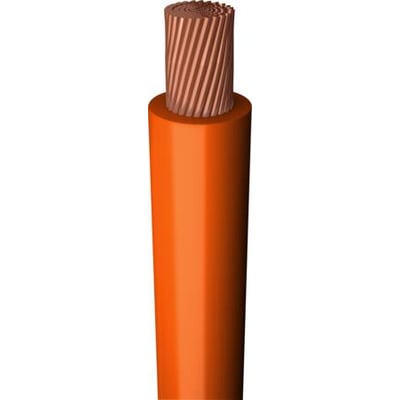 Orange H05Z-K monteringsledning med 1 mm² tværsnit og 300/500 V spænding, vist med rå kobberleder.