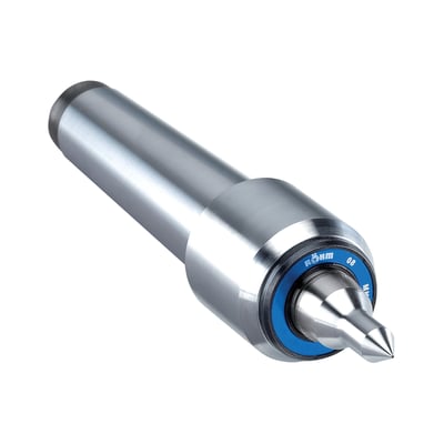 Rørpinol med neddrejet spids fra Røhm, model 600-20VLN MK5, fremstillet i skinnende metal med blå markeringer.