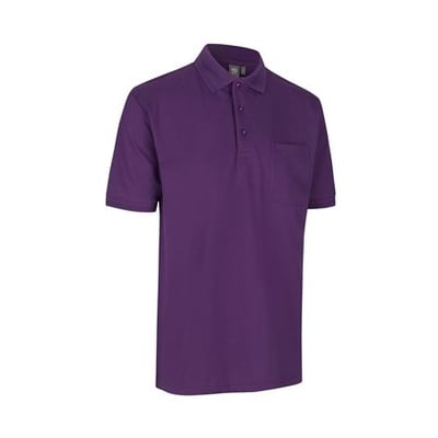 ID Identity pro wear poloshirt i lilla, størrelse L, med kort ærme og brystlomme.