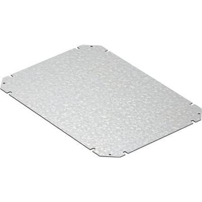 Spelsberg Montageplade Geos MPS-3040, 250x350mm, fremstillet af galvaniseret pladestål med udstansede hjørner til montering.