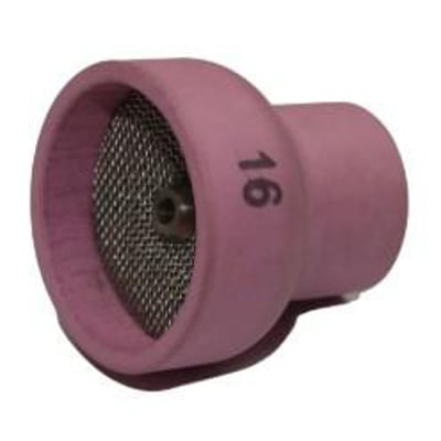 Komplet 2,4 mm gaslinse i Champagne-serien, model 16, med lilla keramisk kop og metalnet indeni.