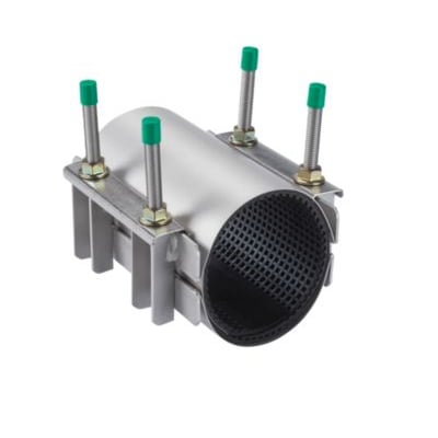 Romacon bandagemuffe til rørreparation, 273-293 mm, syrefast stål AISI316, med EPDM pakning og 2-sidet bespænding.