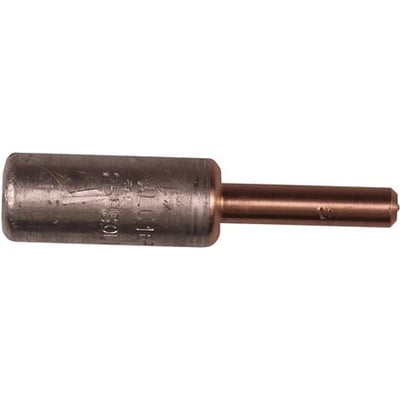 Elpress Al/Cu-pindbolt AKP16 til 16mm² ledere. Bimetal kombination med aluminiumhoved og kobberbolt, der er markeret med '16'.
