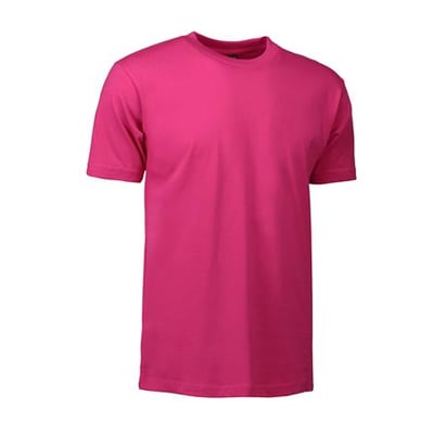ID Identity T-Time T-shirt til mænd i str. L og pink farve, vist forfra på hvid baggrund.