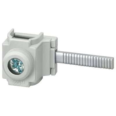 Siemens SENTRON 5ST3 tilslutningsklemme til 25mm² skinnemontering, vist fra siden med stik og fastgørelseselement.