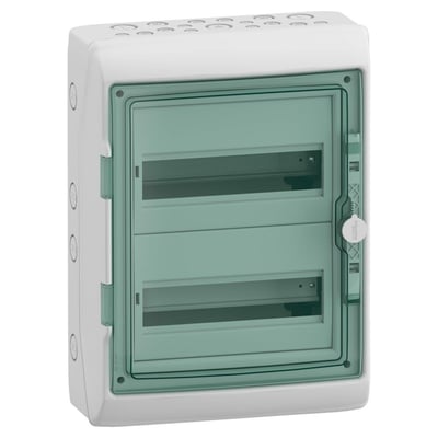 Schneider Electric Kaedra 2R 24M el-kapsling med låst dør og synlig Schneider Electric logo på siden.