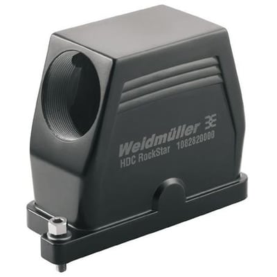 Weidmüller stikhus HDC IP68 16B TSS M32 i sort aluminium med skrue samling og tydeligt mærke.