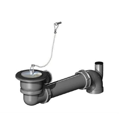 Intra Juvel Bundventil prop afløbssæt A14 med kæde, en komplet afløbsløsning til enkeltvaske med lodret afløb.