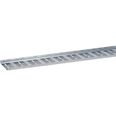 Wibe Kabelplade W4 100mm bred med Zinc+ overfladebehandling og perforeringer til kabler, 3 meter lang.