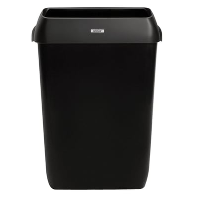 Sort Katrin affaldsspand 92285 i plast med låg og åbning øverst, med en kapacitet på 50 liter.