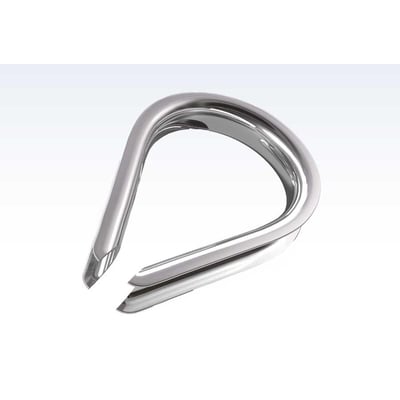 Roliba kovs i rustfrit stål, 3 × 19 mm, set skråt med dråbeformet åbning og indvendig rille.