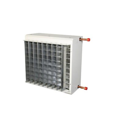 Air Connection designfront til SAVANA-6 varmeventilator med vertikale lameller i aluminium og hvidt kabinet.