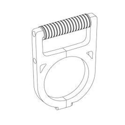 FLAIR sidehåndtag til HTC 1200, 1500 og 2500 gulvrensemaskiner, vist som en teknisk tegning med ergonomisk greb.