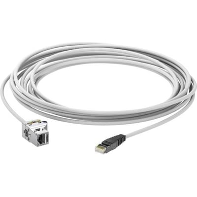 Schneider Electric Actassi CP-Link kabel Kat.6A S/FTP på 10 meter i hvid LSZH kappe med RJ45 hun-konnektor og RJ45 han-stik.