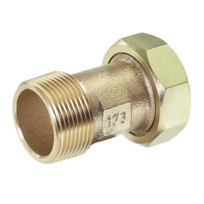 Kemper forskruning i blyfri rødgods med omløber og nippel, 1.1/2" x 1.1/4" gevind og EPDM-pakning.