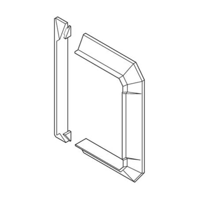 Detaljeret teknisk tegning af Hager GF BR70130-3 flange til vægmontering af kanaler, vist i grå nuancer.