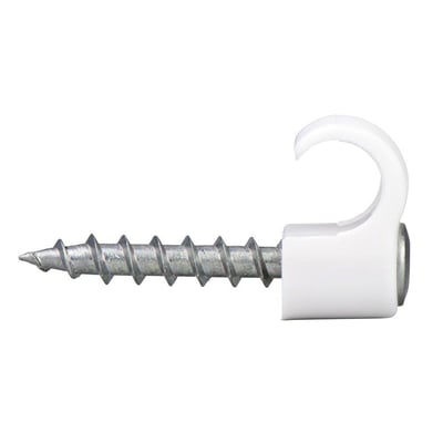 Hvid Schneider Electric TCS-X-C3 skrueclips for montering af runde kabler på 10-14mm diameter.