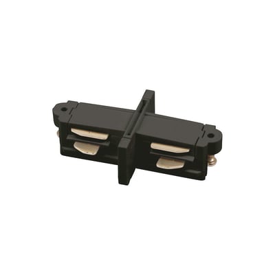 Scan Products Mita 1F mini-kobling i sort plast, designet til 1-faset skinnesystem med 35mm bredde og 18mm højde.