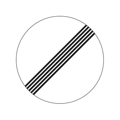 Forbudstavle C59, ophør af forbud, visuelt identisk med det første billede, symboliserer afslutning på et trafikal forbud.