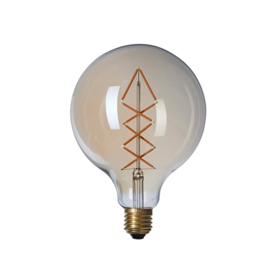 Nielsen Light LED Globe pære med gyldent glas og en diameter på 125 mm, med synlig zig-zag filament, E27 fatning, 6W effekt.