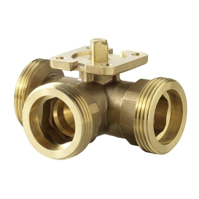 Siemens VBG61.25-10 3-vejs kugleventil i messing med udvendigt gevind, DN25 og PN40.