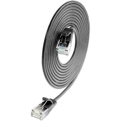 Sort SLIM U/UTP Kat.6 patchkabel på 15 meter med PVC-kappe og en diameter på 3,8mm.