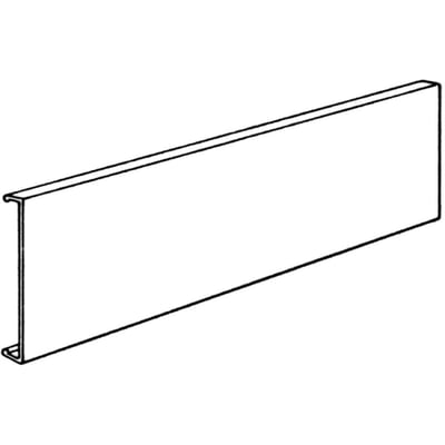 Detaljeret gengivelse af Hager kanallåg FB 60150/2 PG, fremhæver profilen og den ensartede perlegrå finish.
