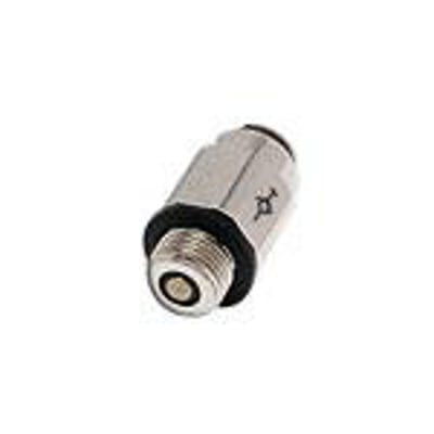 Parker Legris union med kontraventil til 6mm rør og G1/8" gevind i forniklet messing.