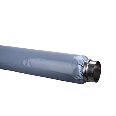 Lyddæmper flex AKUP Ø125mm, L:1200mm, med muffetilslutning og 25mm isolering i grå.