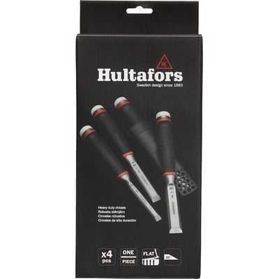 Hultafors HDC S4 stemmejernsæt med fire stykker i størrelserne 6-12-18-25mm, fremstillet i ét stykke.