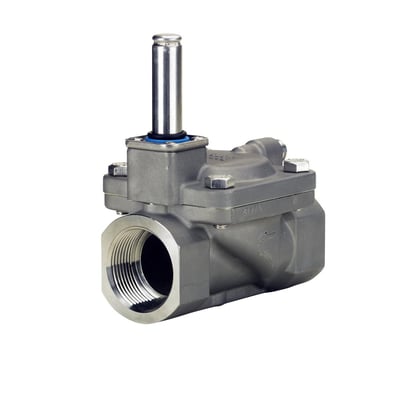 Danfoss EV220B magnetventil, set fra siden, med rustfrit stålhus, G1¼ tilslutning og synlig membranstyring.