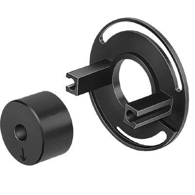 Festo monteringssæt WSM-6-SME-10 i sort metal, viser beslag og cylinderdel klar til montering.