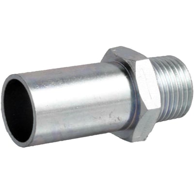Unico forzinket overgangsnippel 15mm x 1/2'' med nippelende og presmuffe, ideel til varme og industrianlæg.