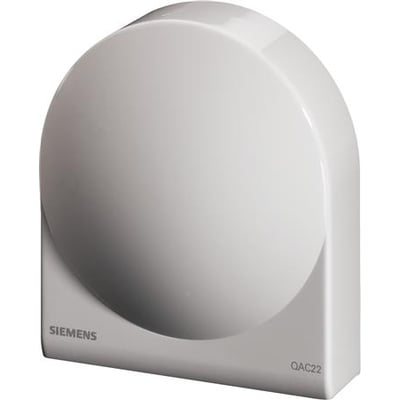 Siemens QAC22 udeføler med LG-Ni1000 sensor, designet til præcis måling af udetemperaturen i hvidt plast.
