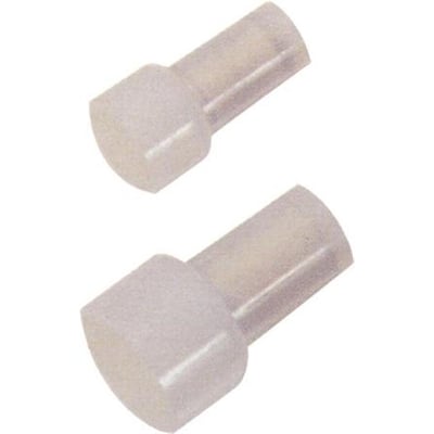 To Elpress A2500E helisolerede endemuffer til 1-3mm² Cu-ledere, fremstillet af transparent polyamid.