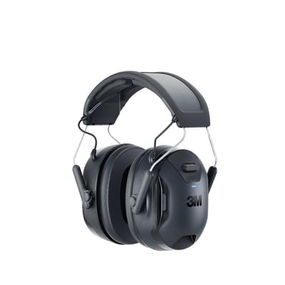 3M WorkTunes Connect + Solar trådløst høreværn med Bluetooth og 33 dB dæmpning, vist med mørke ørekopper og issebøjle.