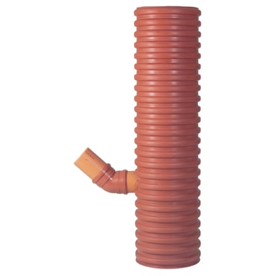 Uponor sandfangsbrønd i PP, 425x160 mm, med 70 liters sandfang og vandlås, vist med en tilslutningsstuds.