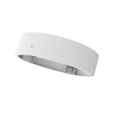 Hvid LEDVANCE Slim alu-ramme til downlight med rund åbning til 175 mm udskæring, set skråt nedefra.
