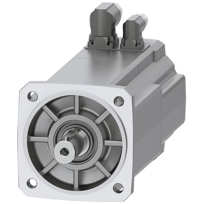 Siemens SIMOTICS S-1FK2 HI servomotor med 12 Nm moment og 2,2 kW effekt, vist med aksel og monteringsflange.