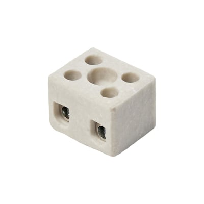 VAERK 2-polet kronemuffe i off-white porcelæn med 6mm2 massiv leder kapacitet og skrueforbindelser.