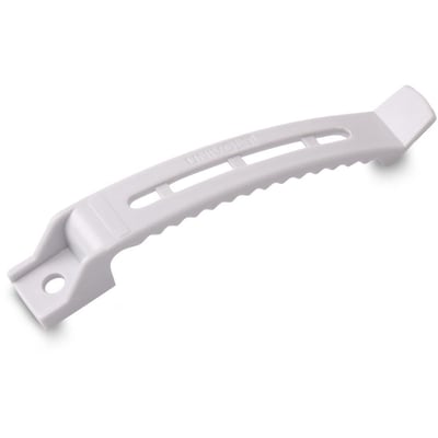 Dietzel kabelhorn KH-1 HG i grå plast, vist med et kortere perspektiv og fokus på tandingen og fastgørelseshullet.