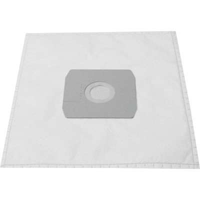 En enkelt hvid MDA 2500 støvsugerpose fra Nordic Quality med gråt indstik og åbning, vist på hvid baggrund.