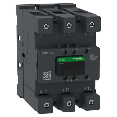 Schneider Electric TeSys Deca Advanced kontaktor, 3-polet, med 100-250V AC/DC spole og EverLink-tilslutning.